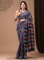 Chanderi Silk Multi Colour Festival Wear Printed Saree